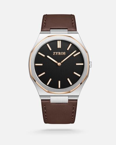 ساعة سولار الرجالية من الجلد بلون بني