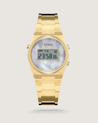 طقم ساعة نسائية ورجالية بلون ذهبي