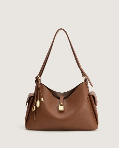 شنطة عمق النسائية من الجلد بني