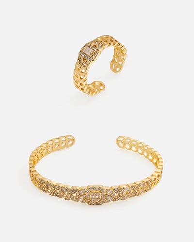 هدية نسائية ساعة و اسوارة وخاتم لمسة من الرقي