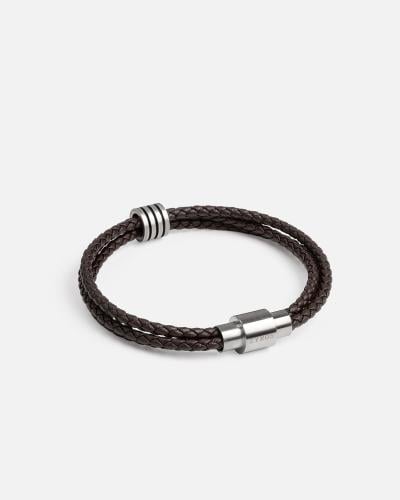 اسوارة رجالية بتصميم اسورتين من الجلد بلون بني