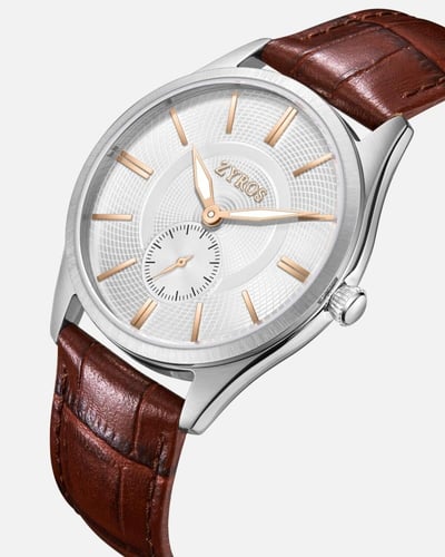 ساعة لحظة الرجالية جلد بلون بني