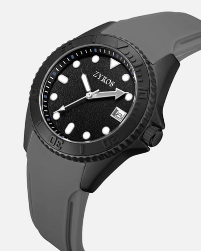 ساعة نَوى رجالية بسير من الربل بلون رمادي