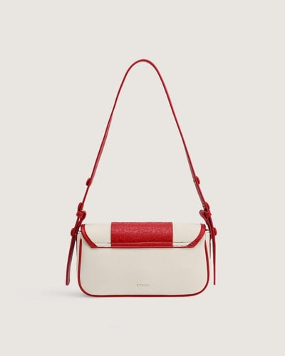 شنطة حِرفة النسائية لكل يوم بلون أبيض وأحمر.