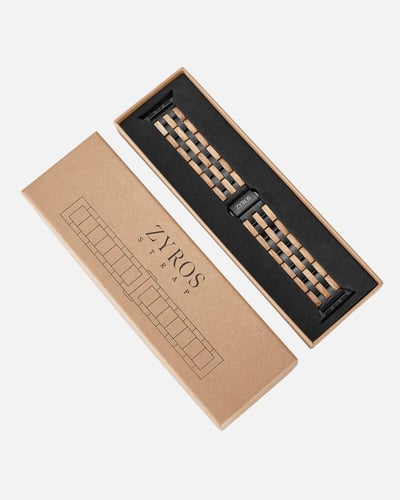 سوار ساعة آبل بتداخل الخشب مع المعدن.