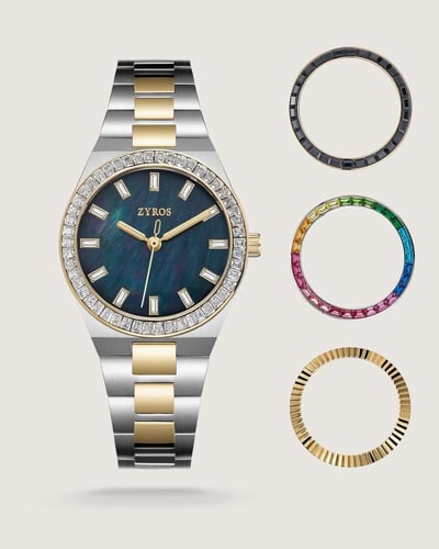 ساعة نسائية لجمالك ستيل بإطار متغير بلون ذهبي وفضي