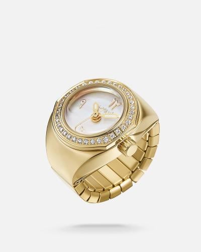 ساعة الخاتم النسائية بتصميم ملفت بلون ذهبي