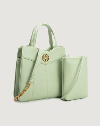 شنطة صَدف النسائية جلد بلون أخضر.