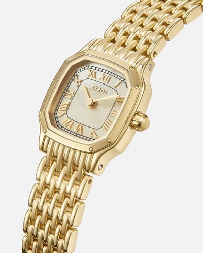 ساعة دقة النسائية باللون الذهبي