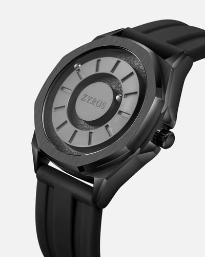 ساعة رجالية بسير من الربل بلون أسود