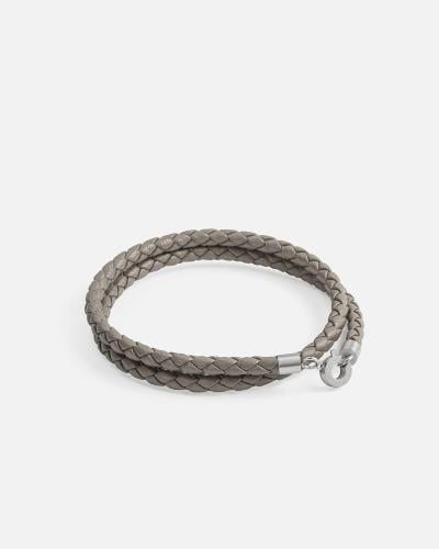 سوار رجالي بتصميم اسورتين بلون رمادي