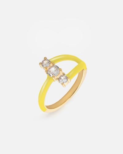 خاتم نسائي أنيق بلون ذهبي و أصفر