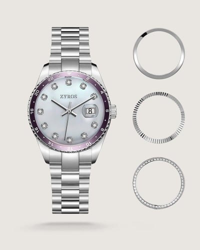 بوكس ساعة لفتة النسائية بإطار متغير بلون فضي