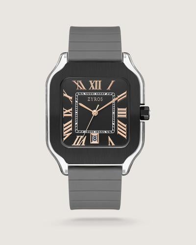 ساعة شهاب الرجالية من الربل بلون رمادي