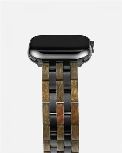 سوار ساعة آبل بتداخل الخشب مع المعدن.