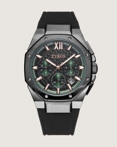 ساعة حِين الرجالية بسير ربل باللون الأسود