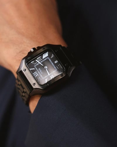 ساعة الفارس الرجالية بسير خشبي أسود