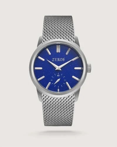 Men's watch with a silver mesh strap