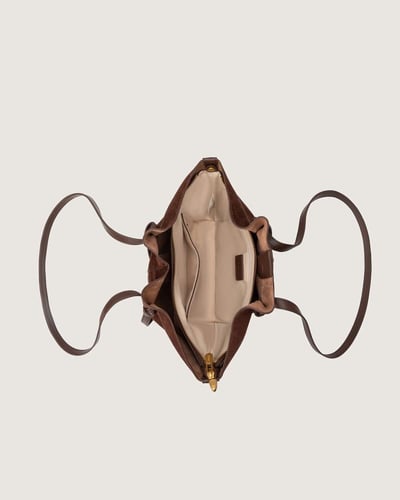 شنطة لفتة النسائية من المخمل بلون بني