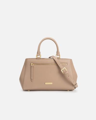 شنطة نسائية بلون ترابي بمقاس واسع