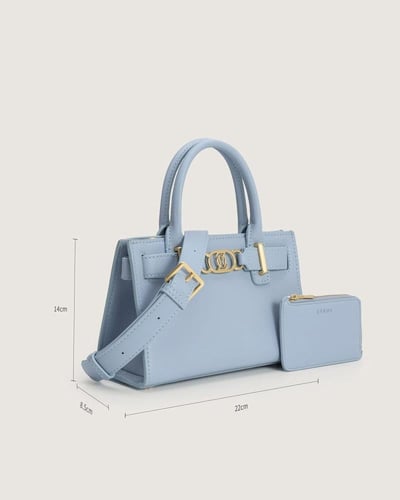 شنطة برق النسائية جلد بلون أزرق