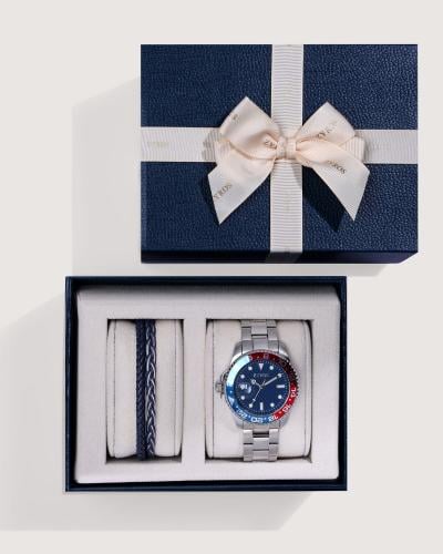 طقم هدية لكل رجل عصري بلون فضي وأزرق