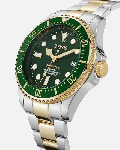 ساعة ديب اوشن الرجالية بلون ذهبي وفضي