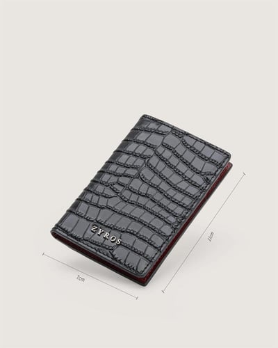 محفظة من الجلد البارز بلون أسود