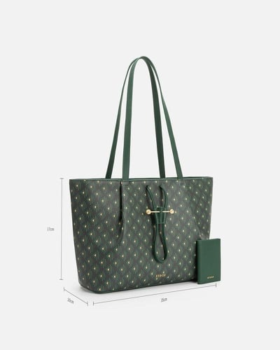 شنطة نسائية واسعة بلون أخضر منقوش