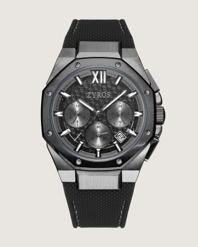 ساعة حِين الرجالية بسير ربل باللون الأسود