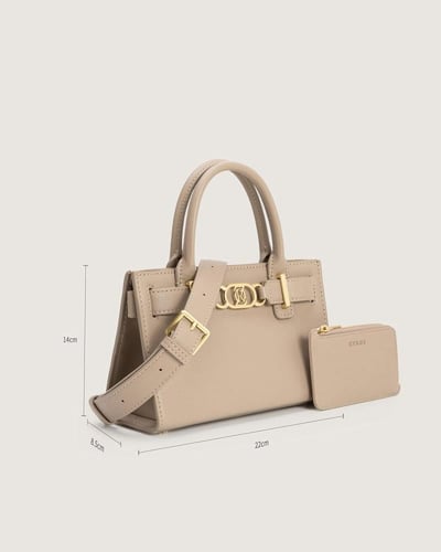 شنطة برق النسائية جلد بلون بيج