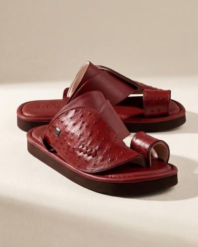 حذاء رجالي من الجلد الطبيعي بلون عودي