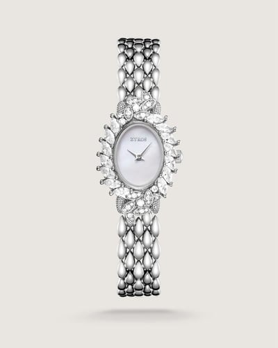 هدية نسائية فضي طقم اكسسوار مع ساعة