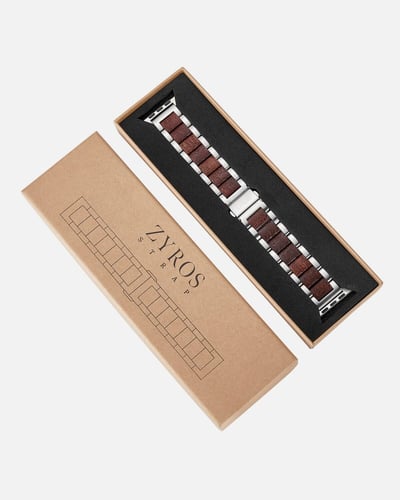 سوار ساعة آبل من الستيل والخشب.