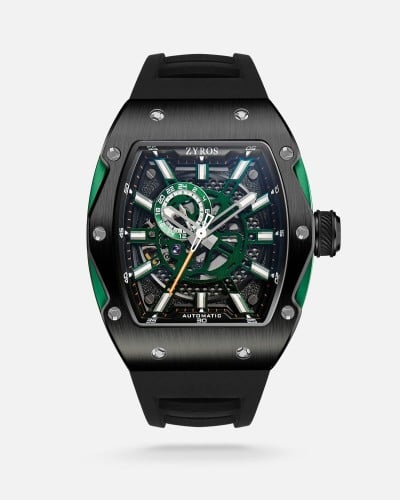 ساعة رجالية بسير ربل باللون الأسود