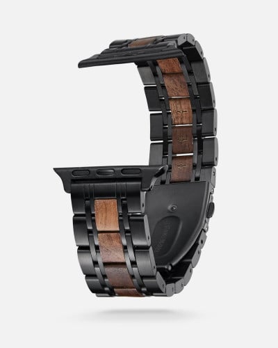 سوار ساعة آبل من الستيل والخشب.