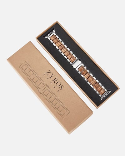 سوار ساعة آبل من الستيل والخشب.