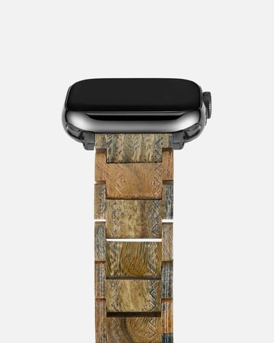 سوار ساعة آبل من الخشب بتصميم أنيق.