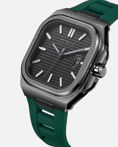 ساعة رجالية بسير من الربل بلون أخضر