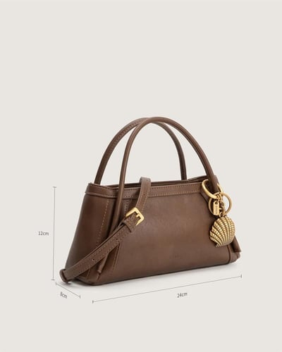 شنطة وسن النسائية من الجلد بلون بني