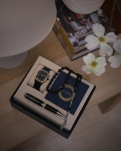 طقم هدية رجالي من ساعة وسبحة وقلم
