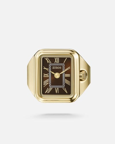 ساعة الخاتم بتصميم مبتكر بلون ذهبي
