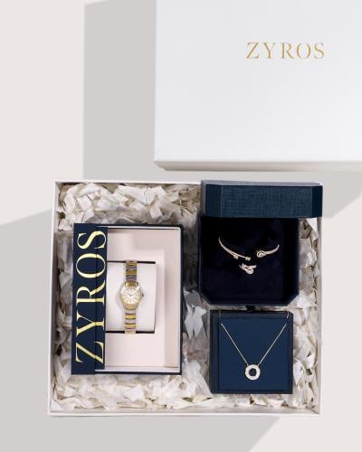 هدية نسائية ساعة وطقم اكسسوار