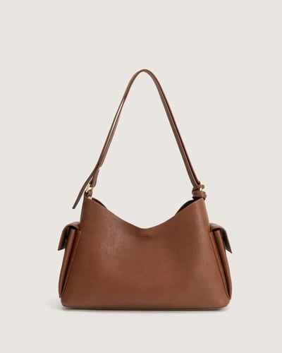 شنطة عمق النسائية من الجلد بني