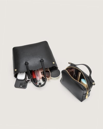 شنطة شذى النسائية جلد بلون أسود