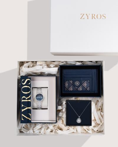 هدية نسائية محفظة وساعة وسلسال فضي