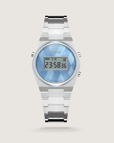 طقم ساعة نسائية ورجالية بلون فضي