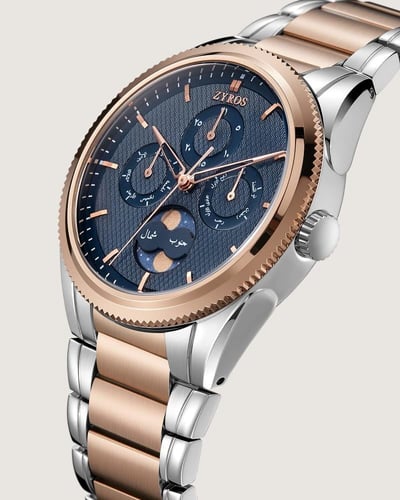 ساعة دِقة الرجالية ستيل بلون فضي وروز قولد