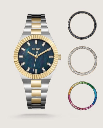 ساعة نسائية لجمالك ستيل بإطار متغير بلون ذهبي وفضي