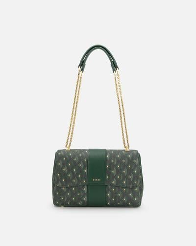 شنطة نسائية بحجم كبير بلون أخضر منقوش